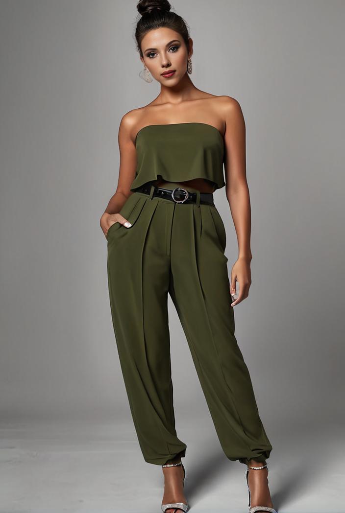 stylish sleeveless jumpsuit with tie waist and flap pockets for women 127815