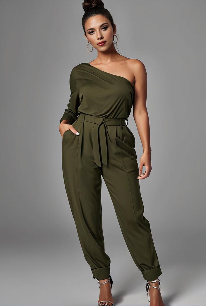 stylish sleeveless jumpsuit with tie waist and flap pockets for women 127816