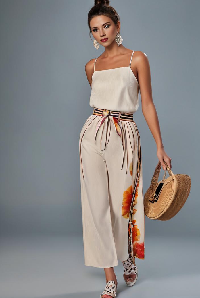 stylish sleeveless jumpsuit with tie waist and flap pockets for women 127828