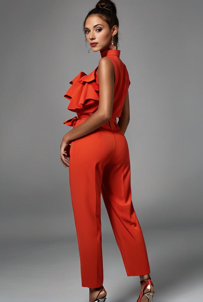 stylish sleeveless jumpsuit with tie waist and flap pockets for women 127835