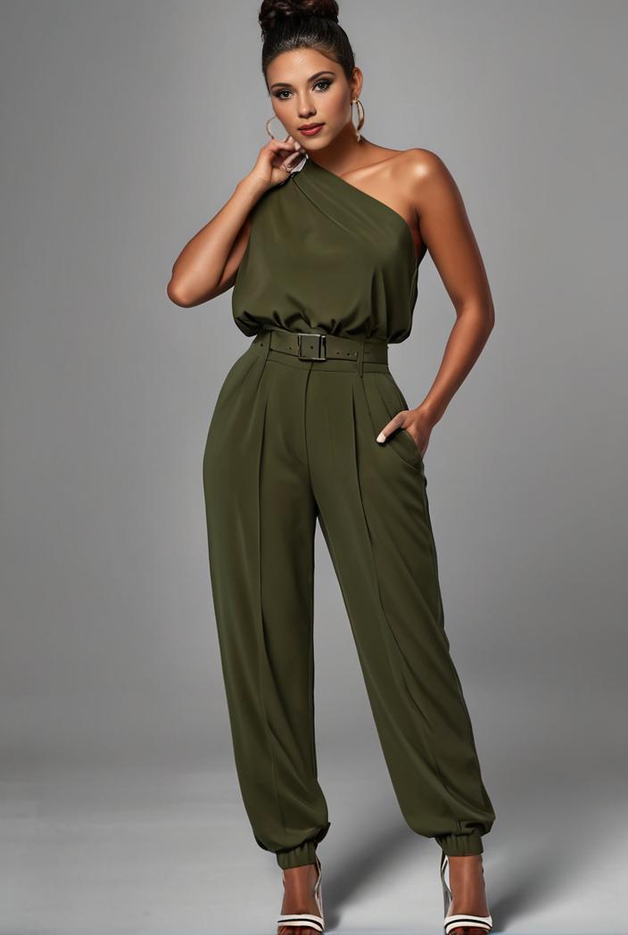 stylish sleeveless jumpsuit with tie waist and flap pockets for women 127839