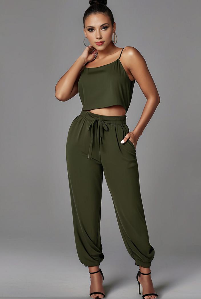 stylish sleeveless jumpsuit with tie waist and flap pockets for women 127842