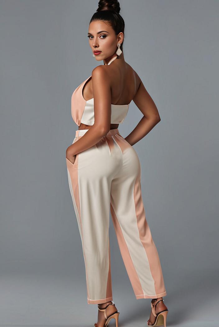 stylish sleeveless jumpsuit with tie waist and flap pockets for women 127849
