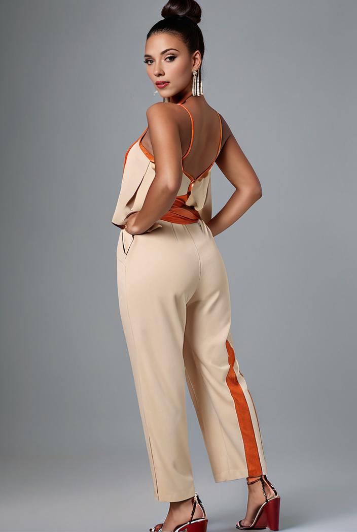 stylish sleeveless jumpsuit with tie waist and flap pockets for women 127854