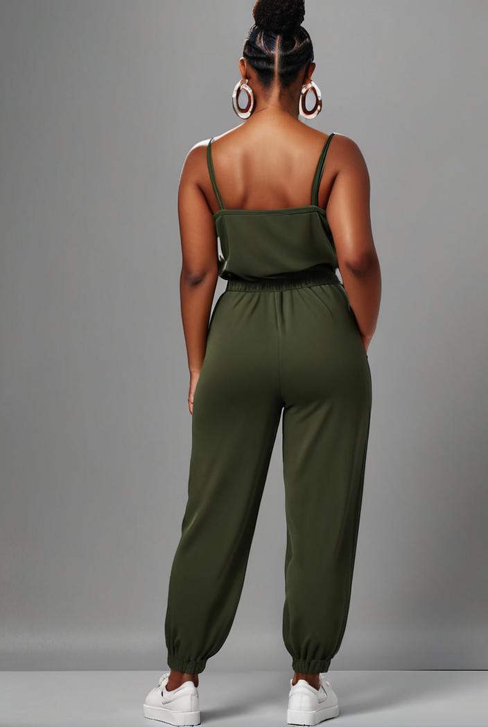 stylish sleeveless jumpsuit with tie waist and flap pockets for women 127855