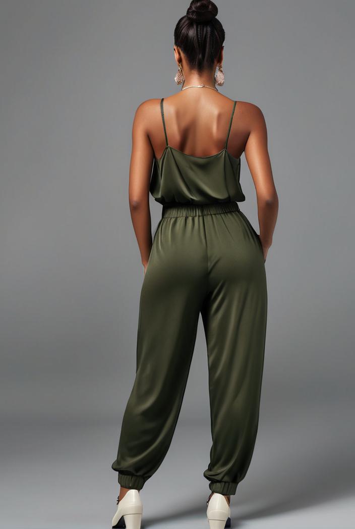 stylish sleeveless jumpsuit with tie waist and flap pockets for women 127859