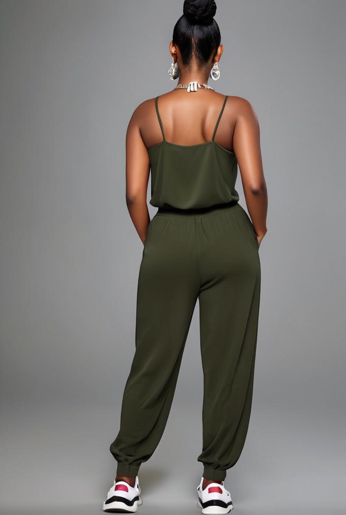stylish sleeveless jumpsuit with tie waist and flap pockets for women 127860