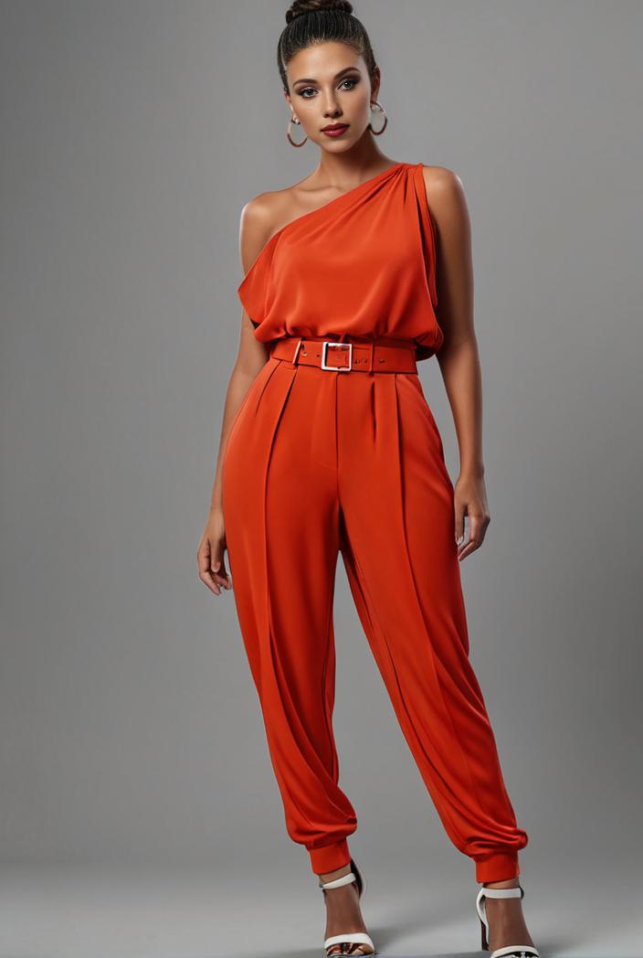 stylish sleeveless jumpsuit with tie waist and flap pockets for women 127863