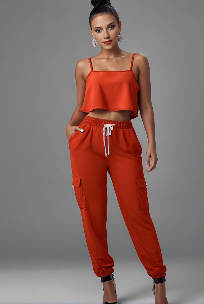 stylish sleeveless jumpsuit with tie waist and flap pockets for women 127865