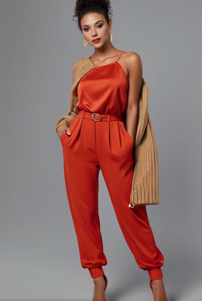 stylish sleeveless jumpsuit with tie waist and flap pockets for women 127869