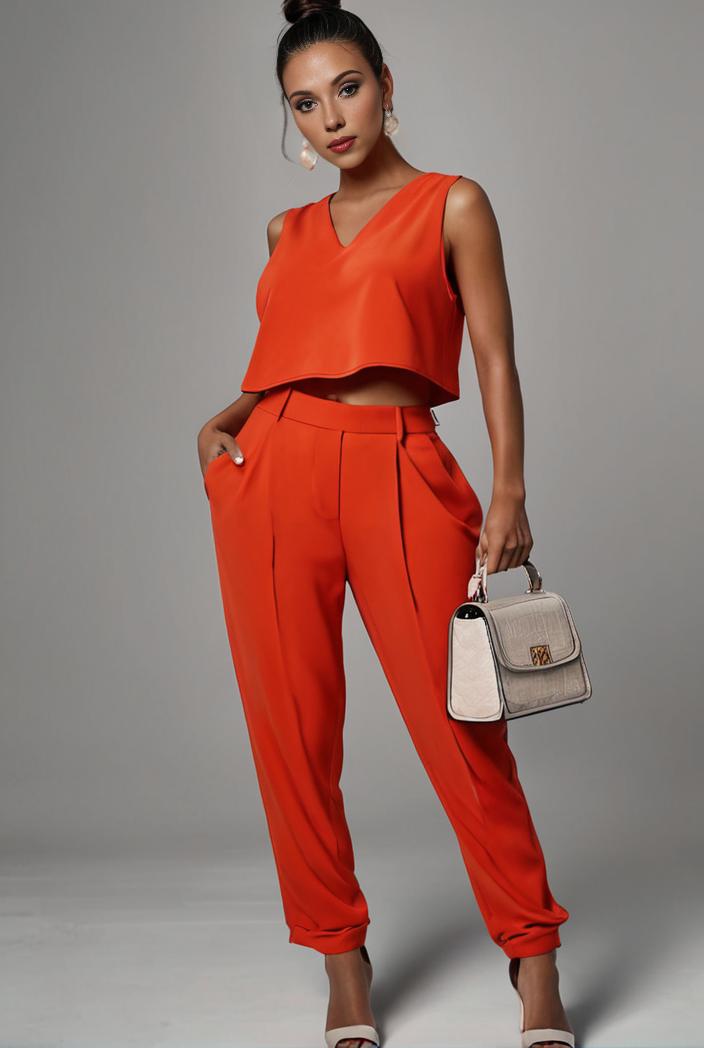 stylish sleeveless jumpsuit with tie waist and flap pockets for women 127871