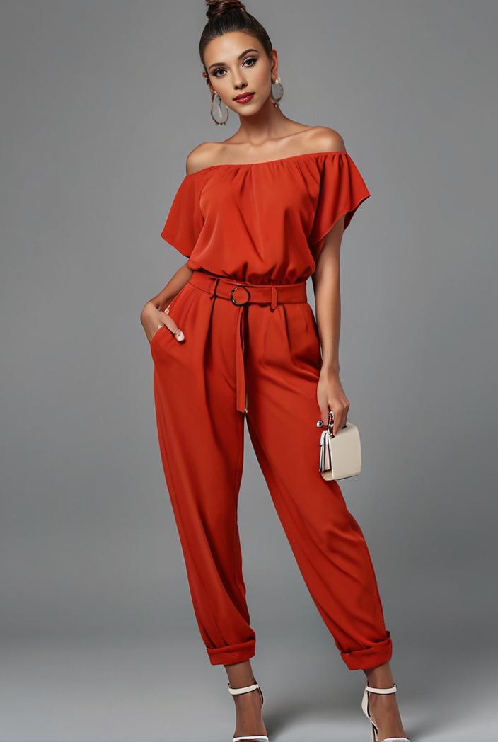 stylish sleeveless jumpsuit with tie waist and flap pockets for women 127875