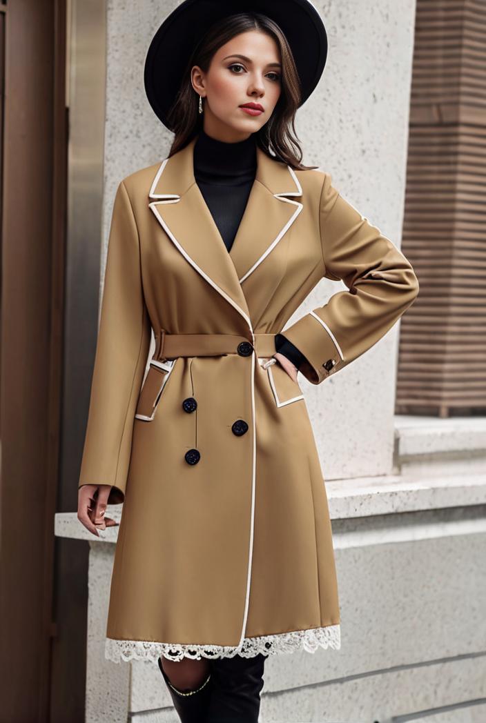 stylish women s winter overcoat with double breasted lapels and thermal lining 128177
