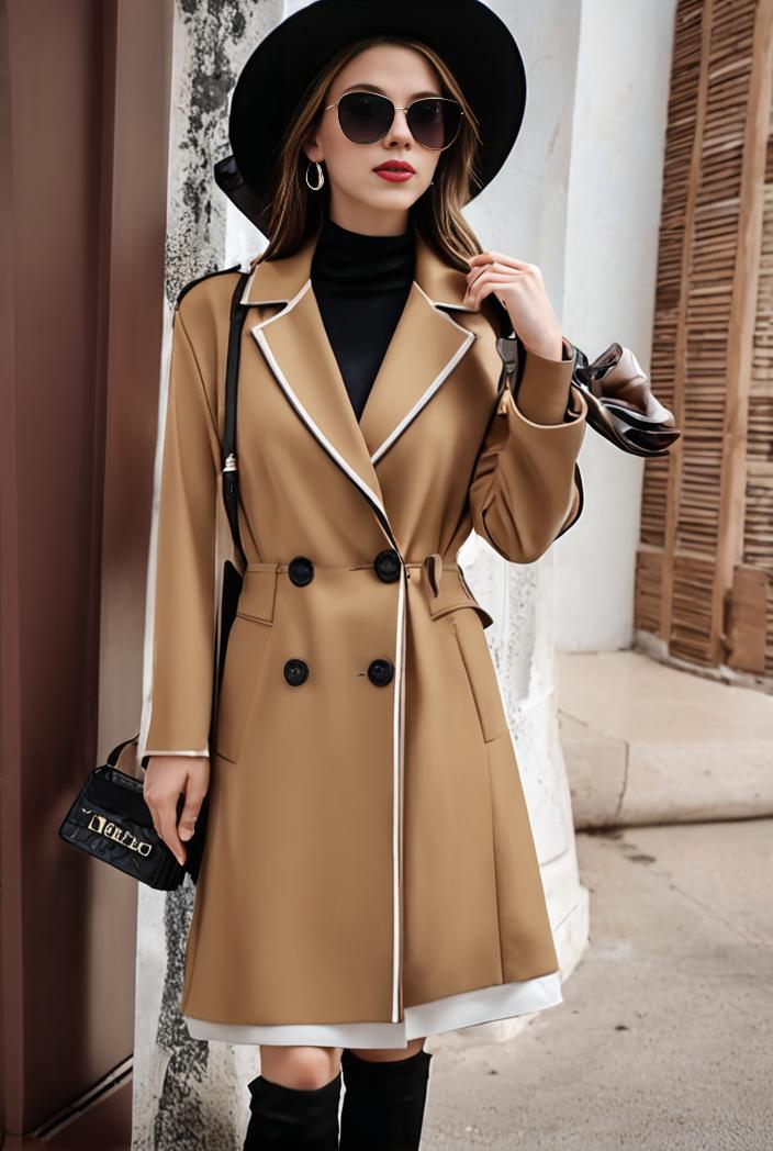 stylish women s winter overcoat with double breasted lapels and thermal lining 128178