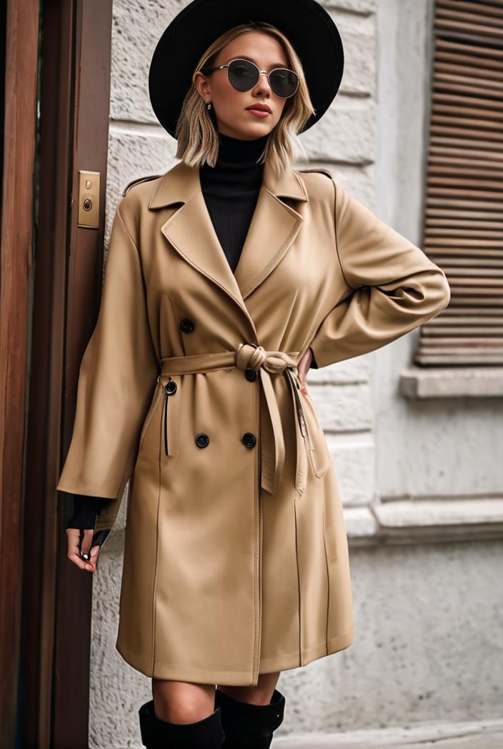 stylish women s winter overcoat with double breasted lapels and thermal lining 128179