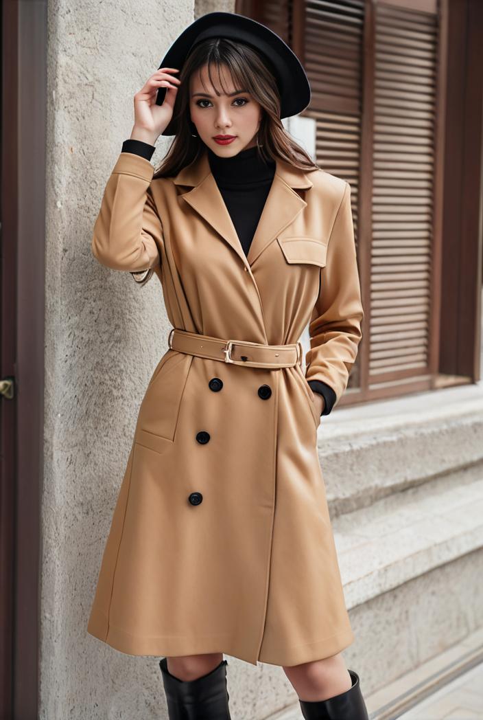 stylish women s winter overcoat with double breasted lapels and thermal lining 128192