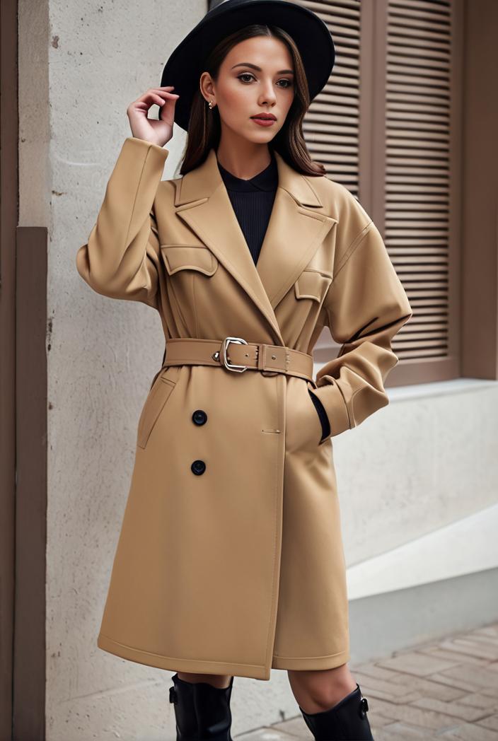 stylish women s winter overcoat with double breasted lapels and thermal lining 128193