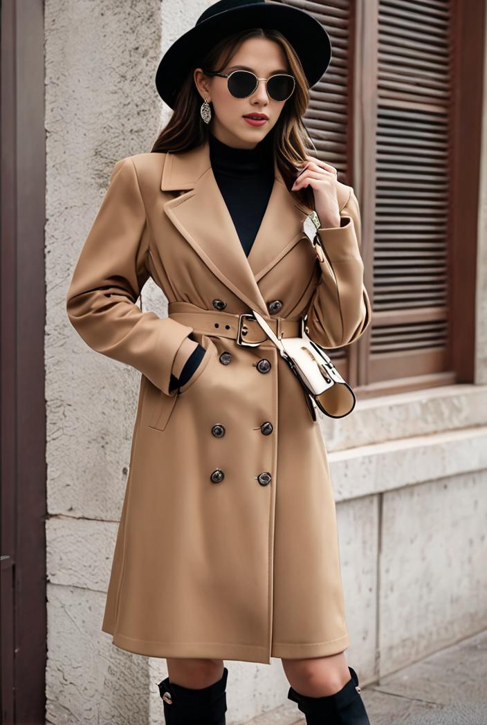 stylish women s winter overcoat with double breasted lapels and thermal lining 128194