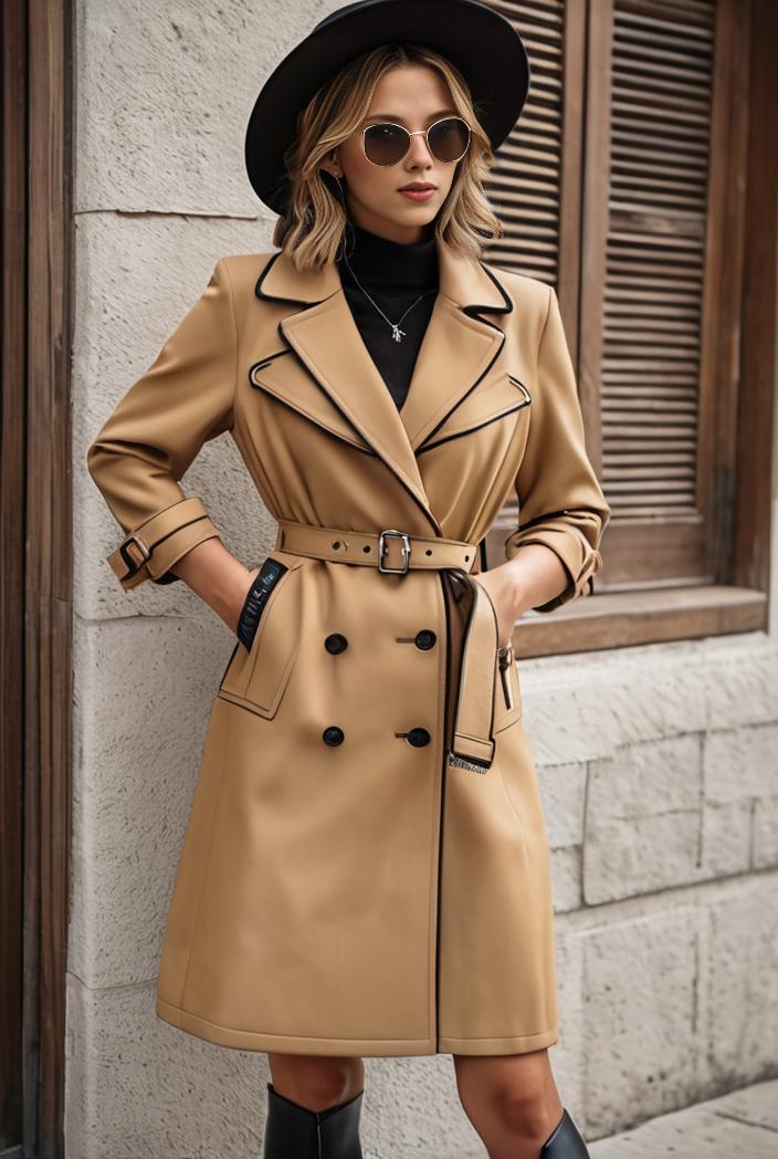 stylish women s winter overcoat with double breasted lapels and thermal lining 128195
