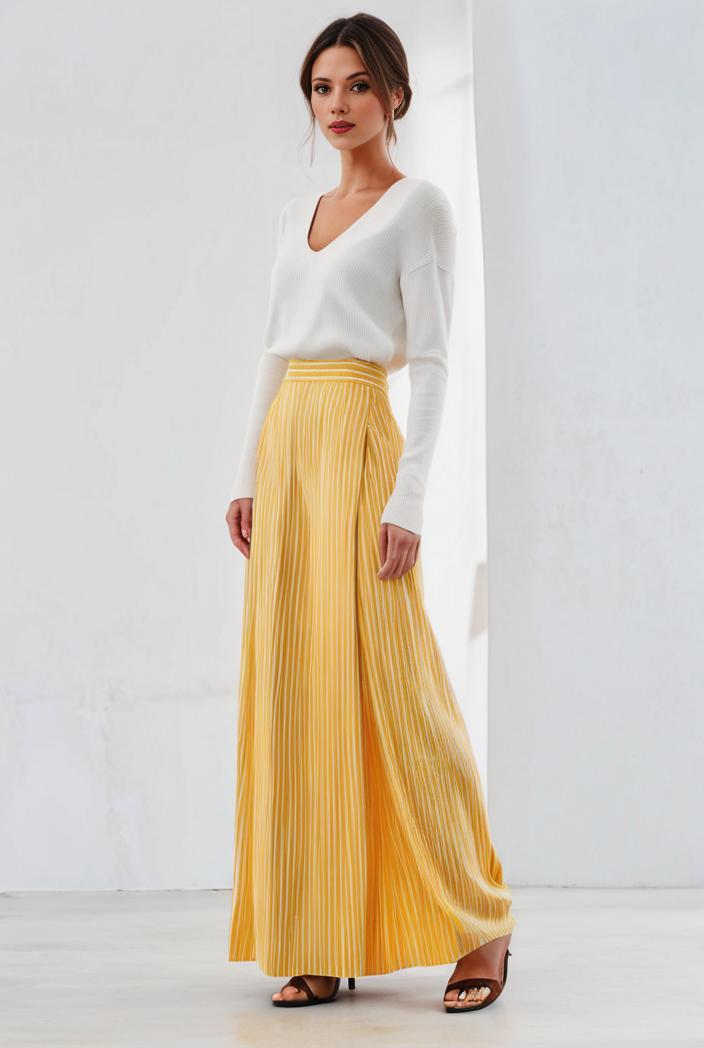 pleated high waist commuting temperament maxi dress 102947