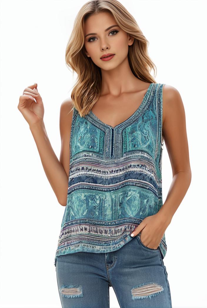 plus size boho tank top women s plus paisley print square neck medium stretch ruched tank top 104939