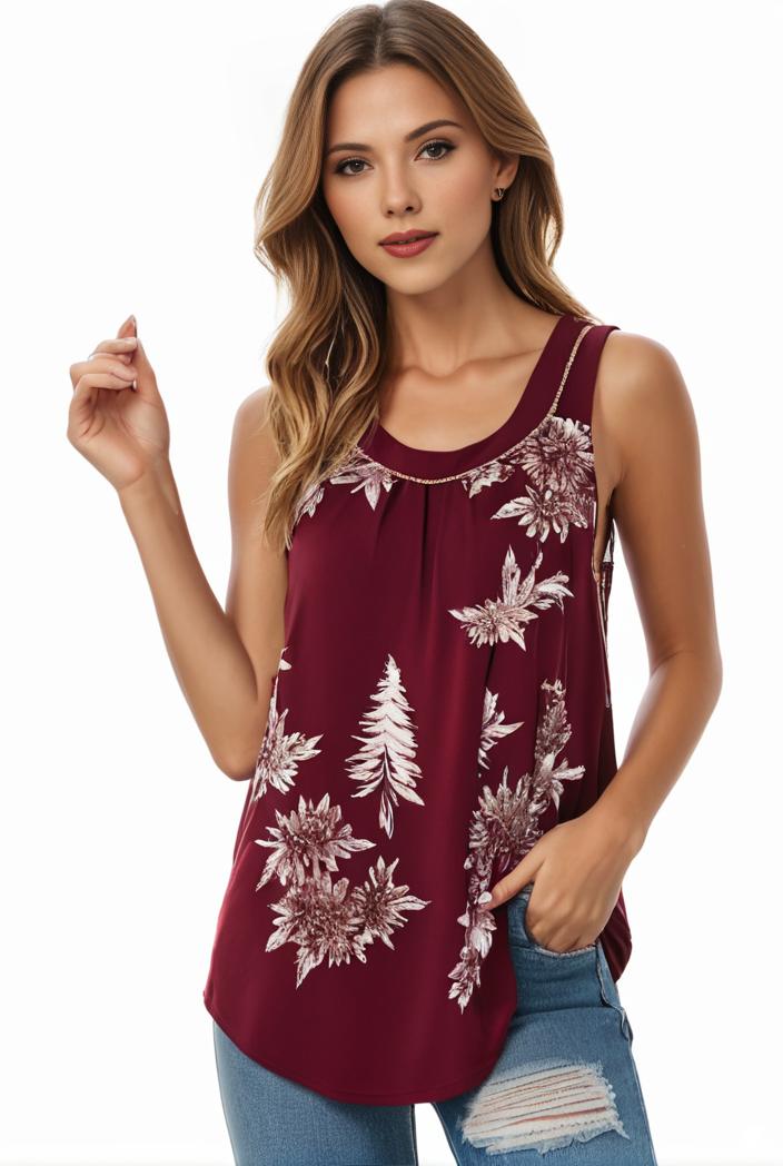 plus size boho tank top women s plus paisley print square neck medium stretch ruched tank top 104962