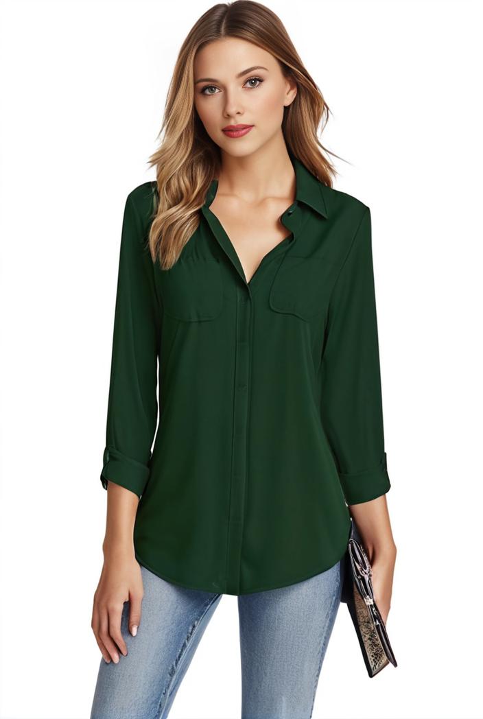 plus size casual blouse women s plus solid half sleeve turn down collar tunic top 105003