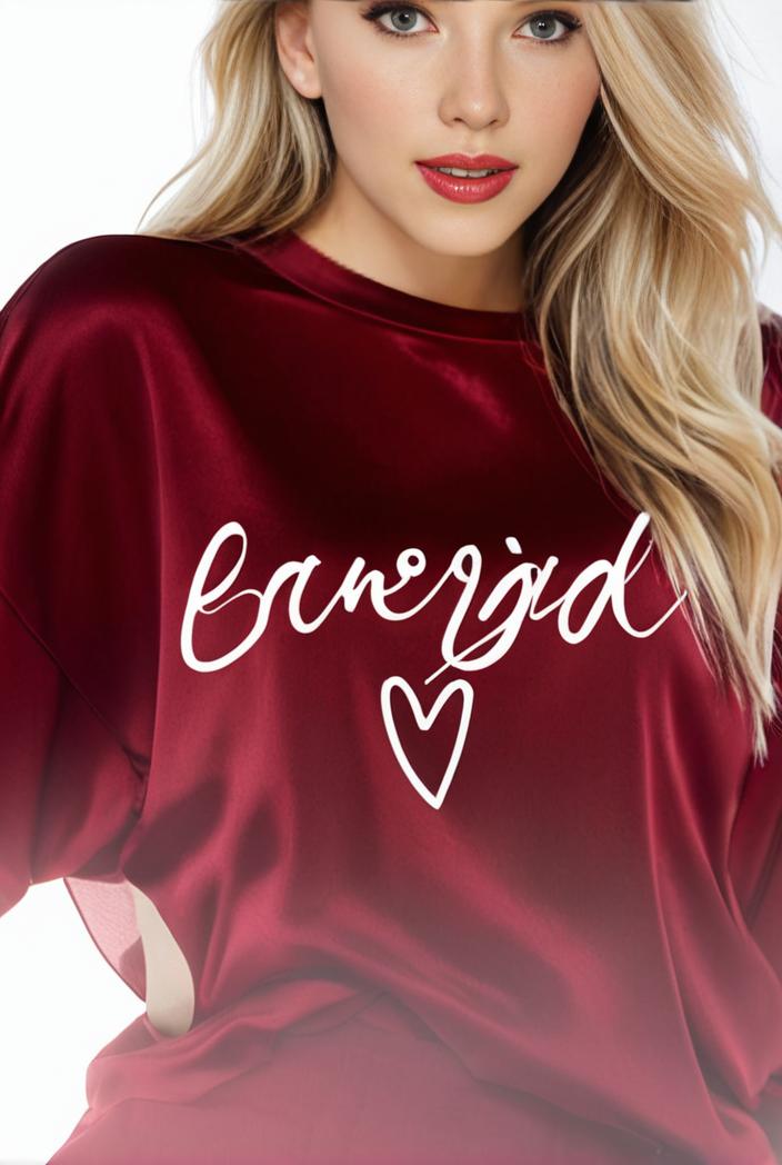 plus size casual sweatshirt women s plus ombre letter heart print raglan sleeve round neck slight stretch pullover sweatshirt 105361