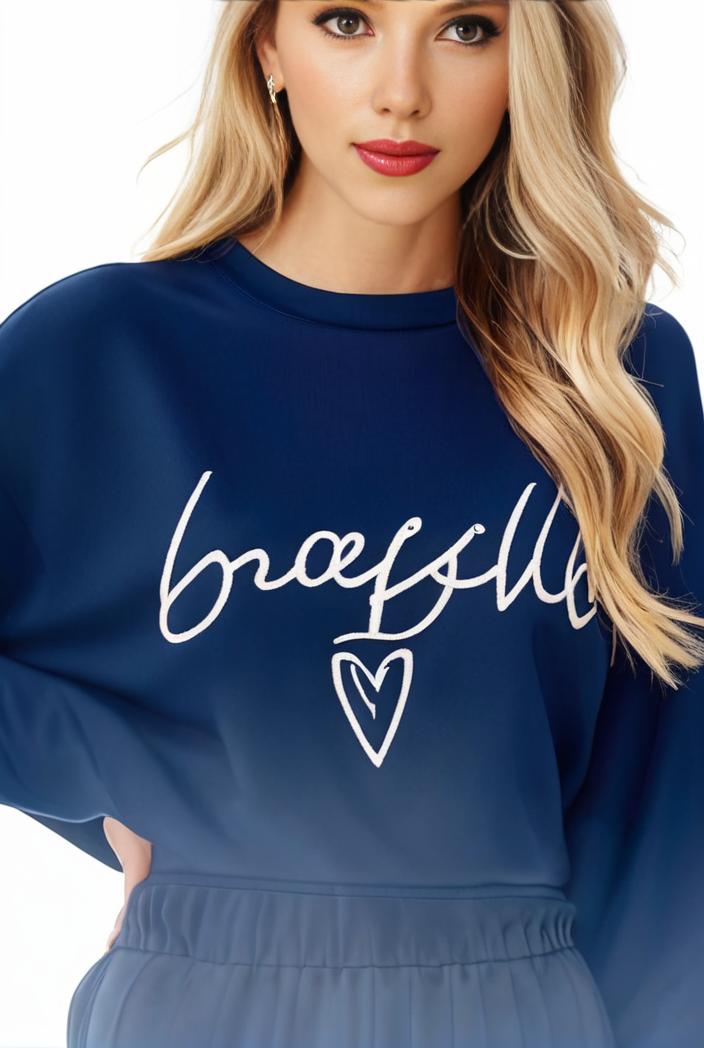 plus size casual sweatshirt women s plus ombre letter heart print raglan sleeve round neck slight stretch pullover sweatshirt 105377