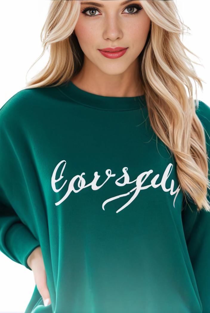 plus size casual sweatshirt women s plus ombre letter heart print raglan sleeve round neck slight stretch pullover sweatshirt 105392