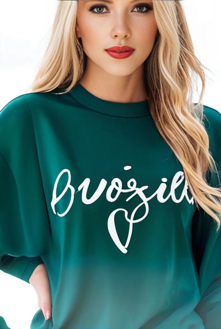 plus size casual sweatshirt women s plus ombre letter heart print raglan sleeve round neck slight stretch pullover sweatshirt 105394
