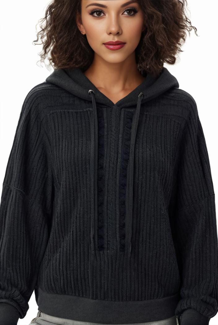 plus size casual sweatshirt women s plus solid waffle long sleeve drawstring hooded pullover sweatshirt with kangaroo pockets casual tops for fall winter women s clothing 105440