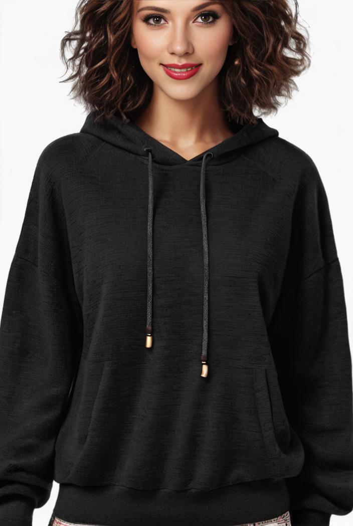 plus size casual sweatshirt women s plus solid waffle long sleeve drawstring hooded pullover sweatshirt with kangaroo pockets casual tops for fall winter women s clothing 105446