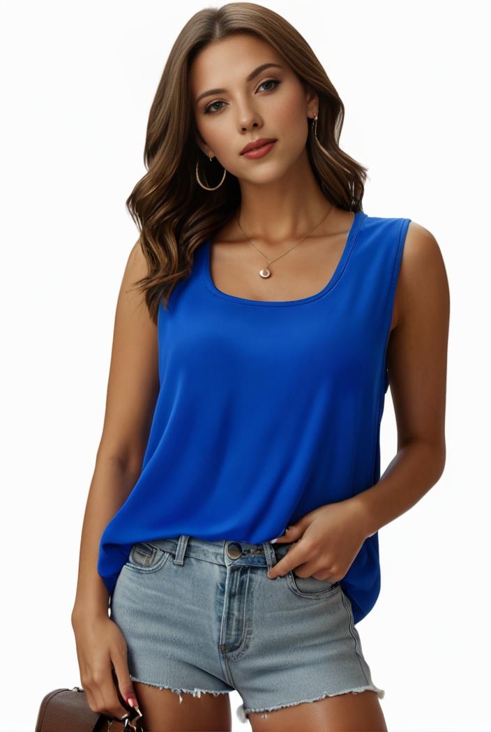 plus size casual tank top women s plus solid square neck pleated medium stretch tank top 105701