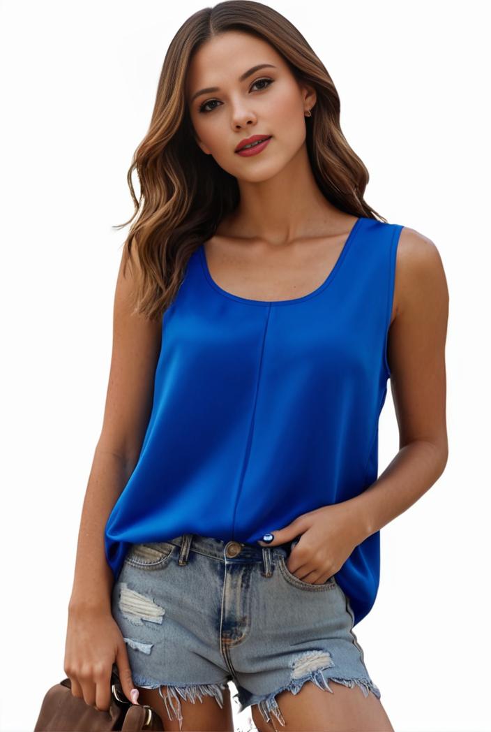 plus size casual tank top women s plus solid square neck pleated medium stretch tank top 105703