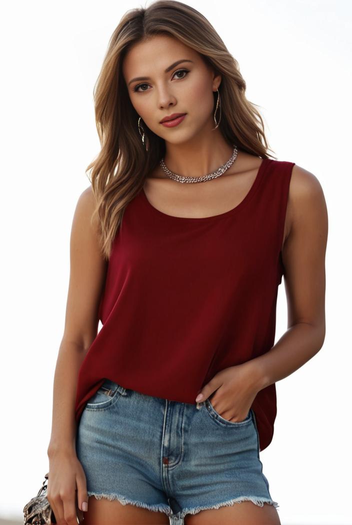 plus size casual tank top women s plus solid square neck pleated medium stretch tank top 105707