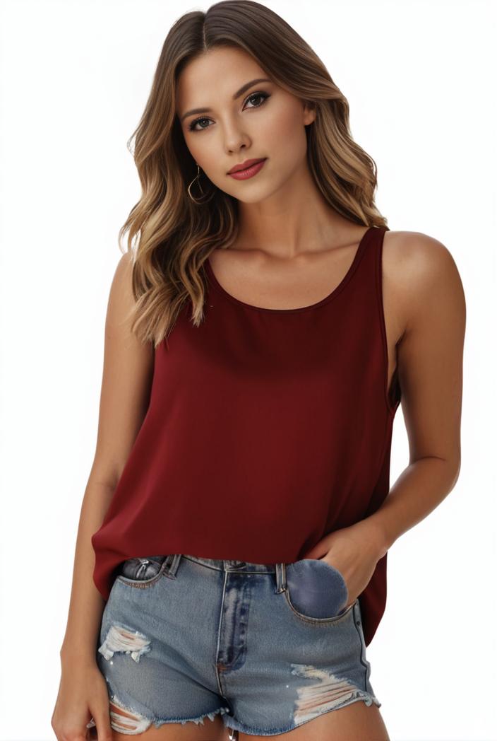 plus size casual tank top women s plus solid square neck pleated medium stretch tank top 105708