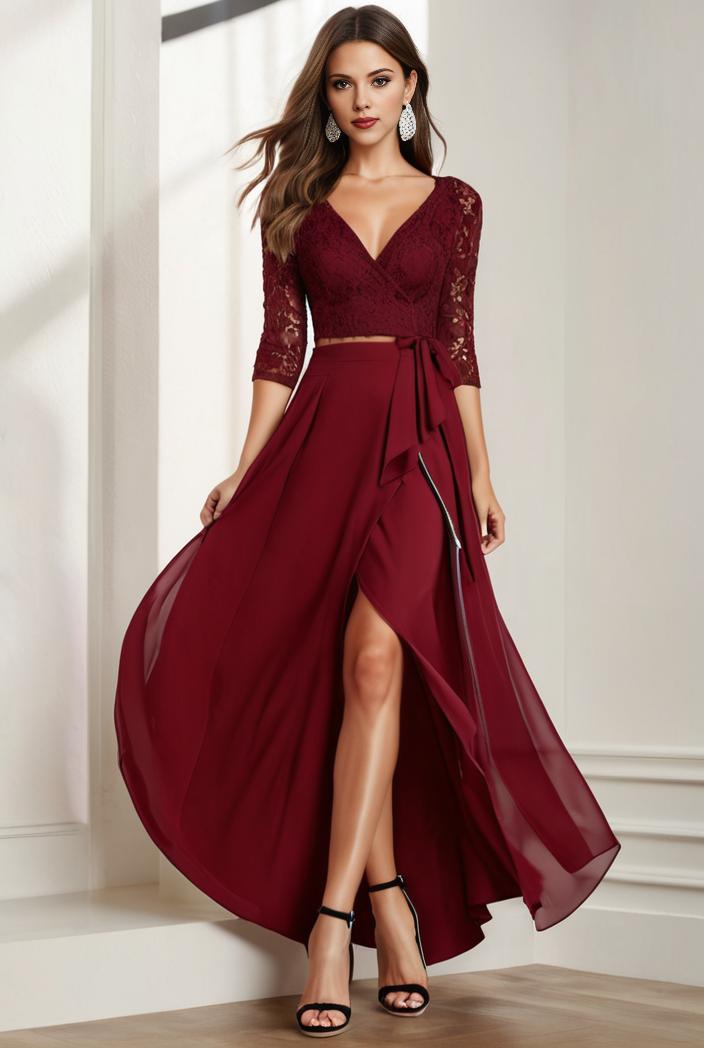 3 4 sleeve sheer sequin stripe high low hem evening dress 129727