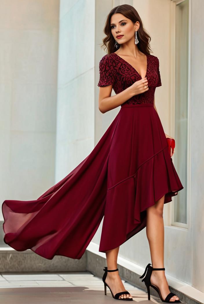 3 4 sleeve sheer sequin stripe high low hem evening dress 129744