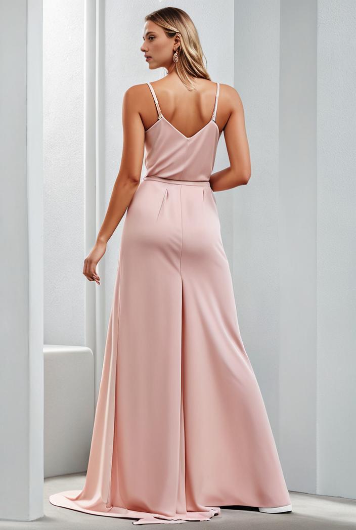 flowy chiffon one shoulder with three straps bridesmaid dress 142310