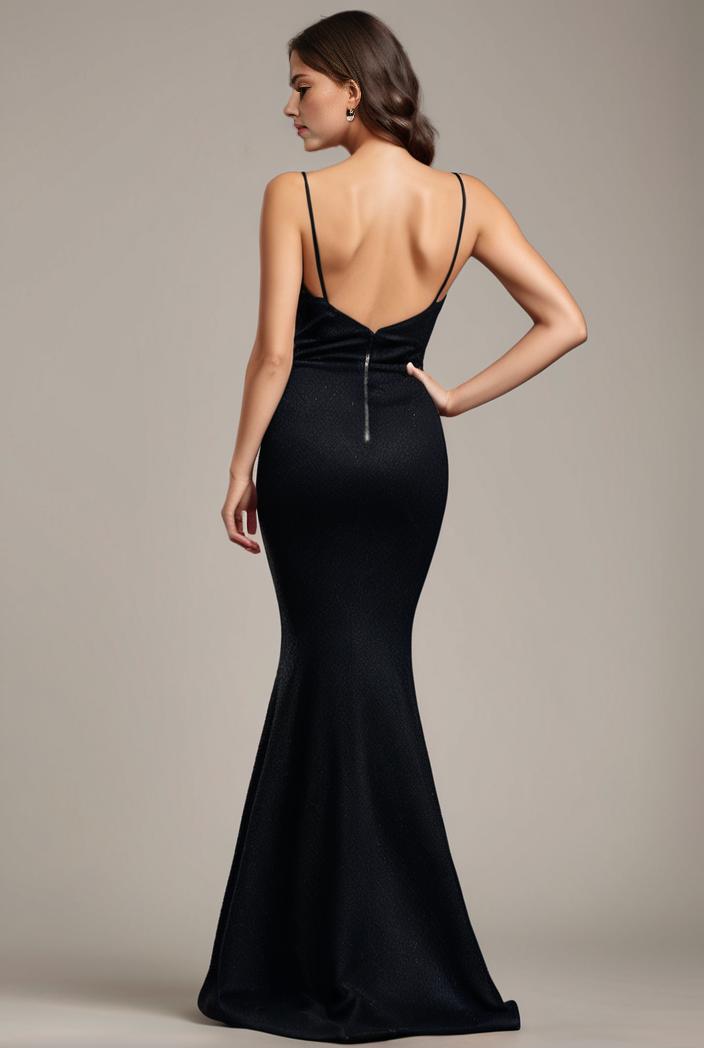 glitter spaghetti strap u veck open back bodycon stretchy evening dress 142749