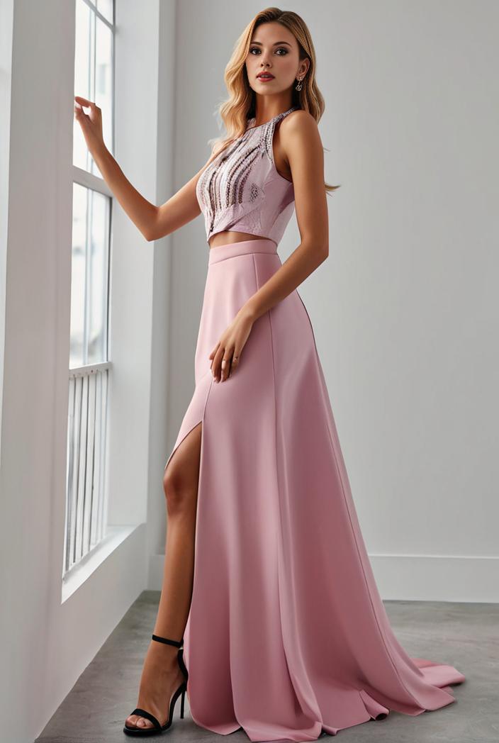 pleated v neck spaghetti strap high slit bridesmaid dress 148472