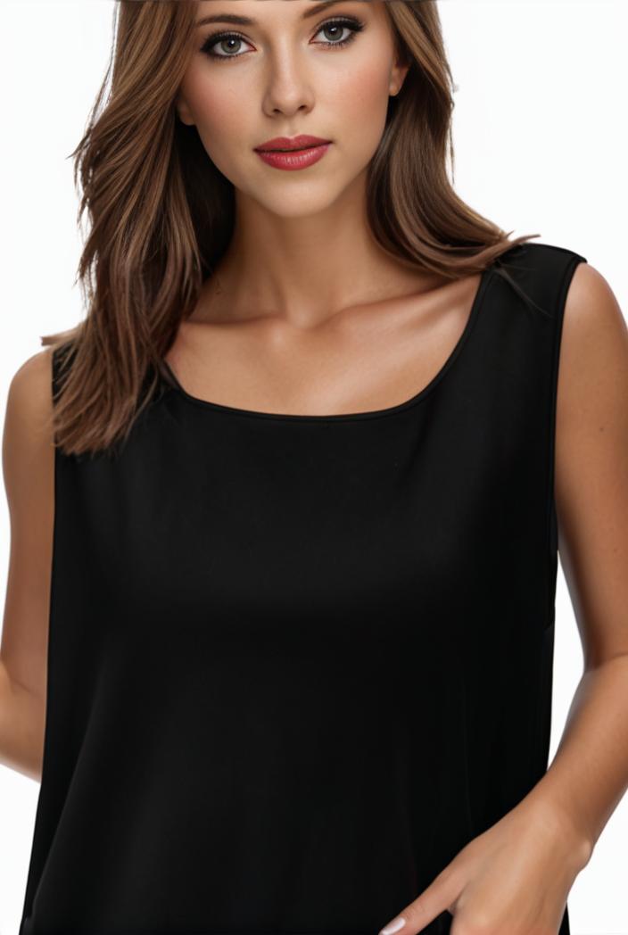 plus size casual tank top women s plus solid square neck slight stretch pleated tank top 149468