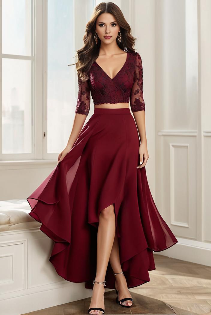 3 4 sleeve sheer sequin stripe high low hem evening dress 123624