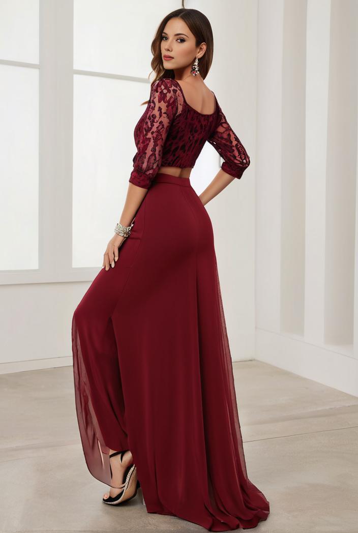 3 4 sleeve sheer sequin stripe high low hem evening dress 123642