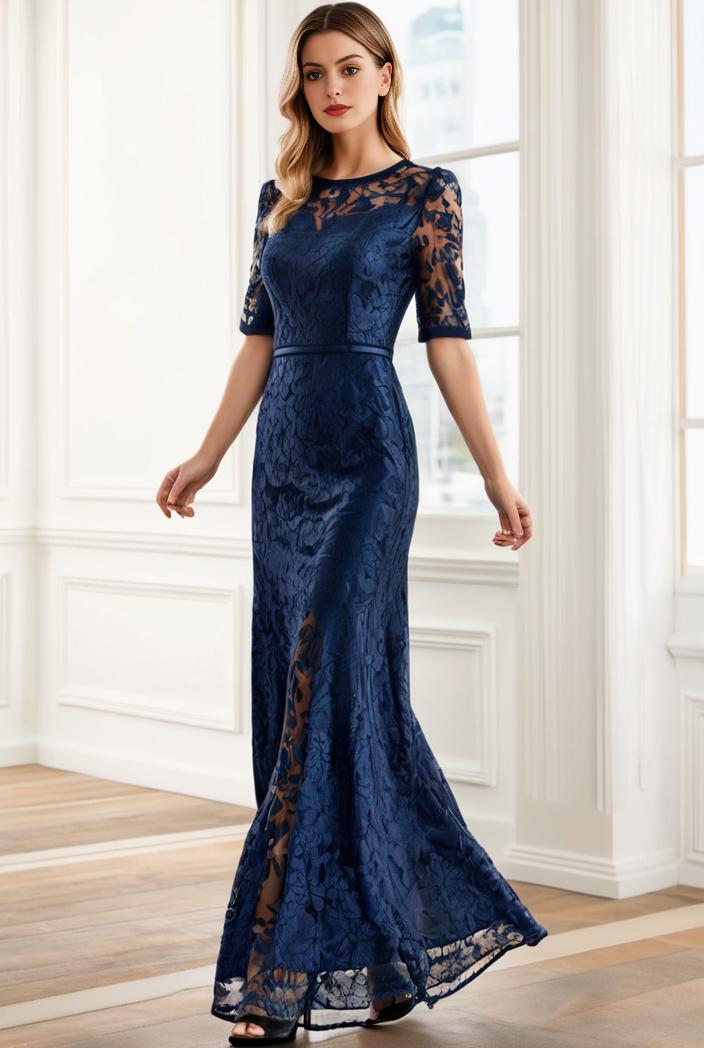 3 4 sleeve bodycon plunging back sequin evening dress 132160
