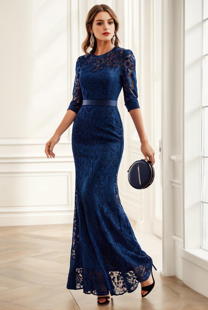 3 4 sleeve bodycon plunging back sequin evening dress 132161