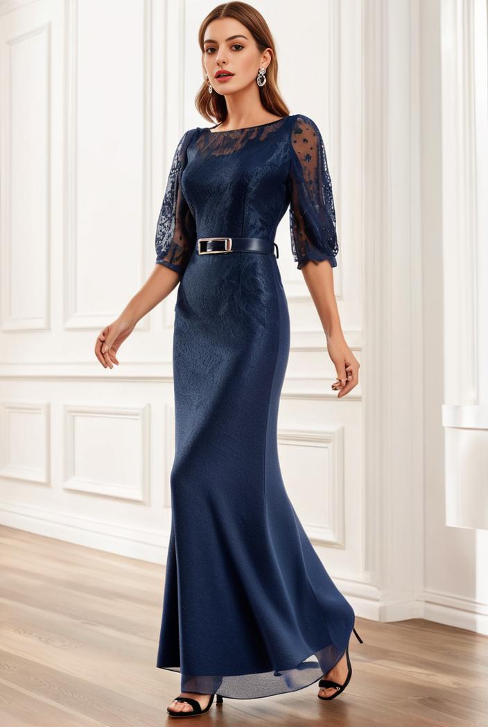 3 4 sleeve bodycon plunging back sequin evening dress 132164