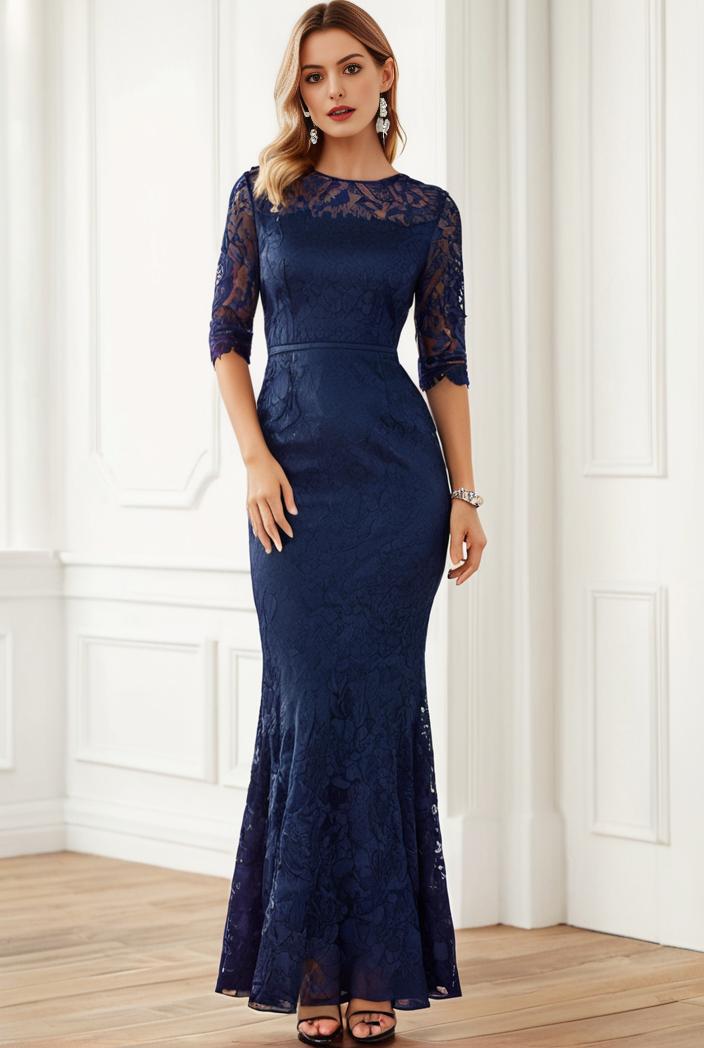 3 4 sleeve bodycon plunging back sequin evening dress 132205