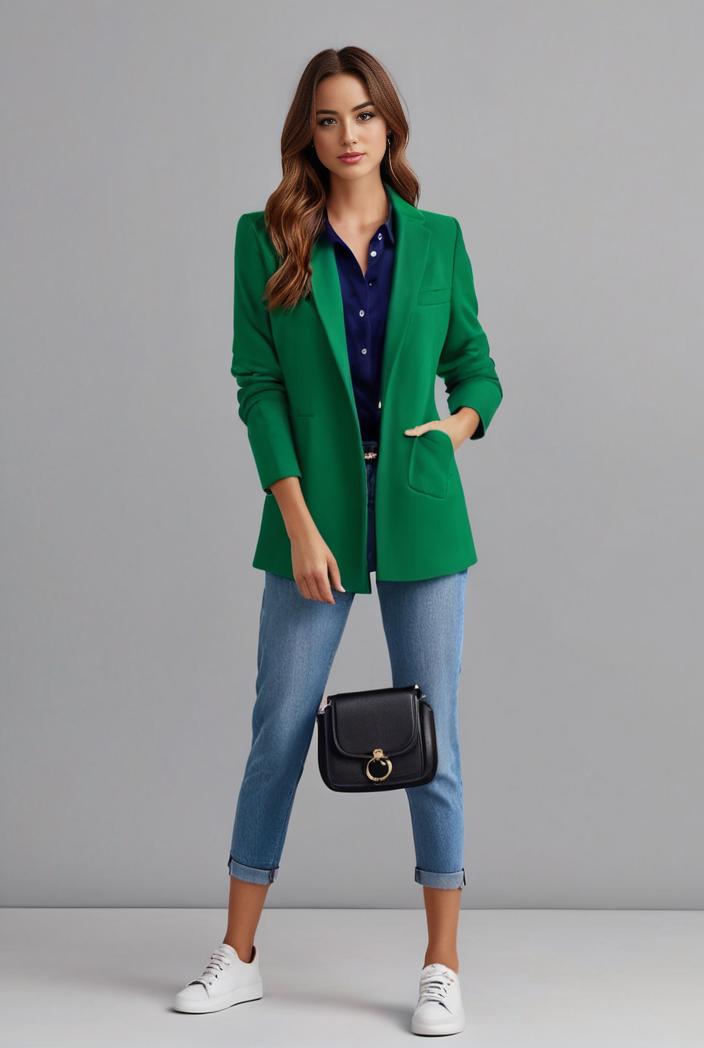 office work lapel stylish button front blazer 105943